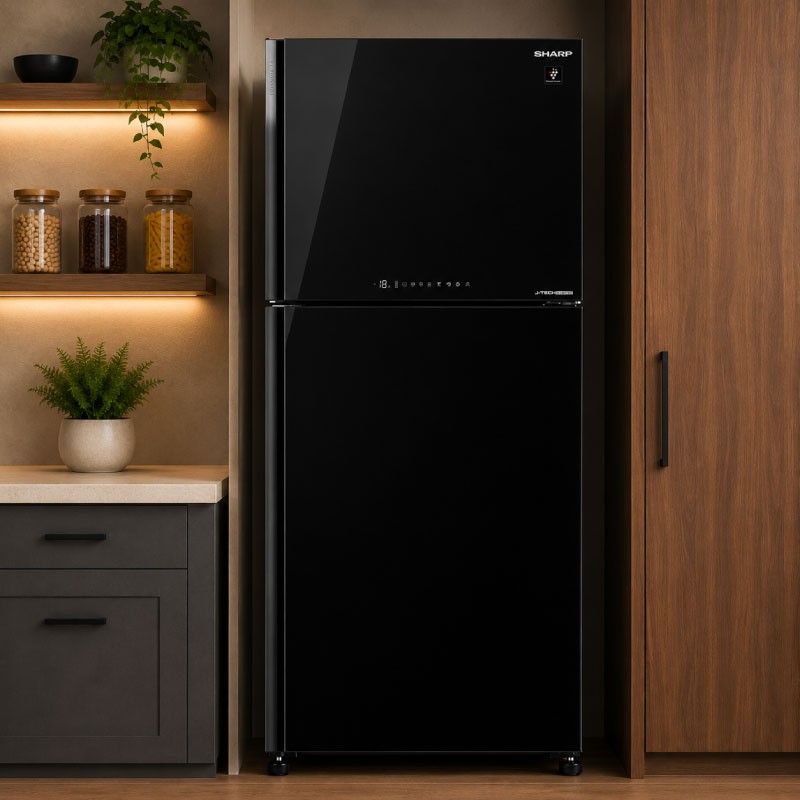 ثلاجة شارب SJ-GT820S-MB1 بتقنية J-Tech Inverter سعة 637 لتر نوفروست لون زجاج أسود