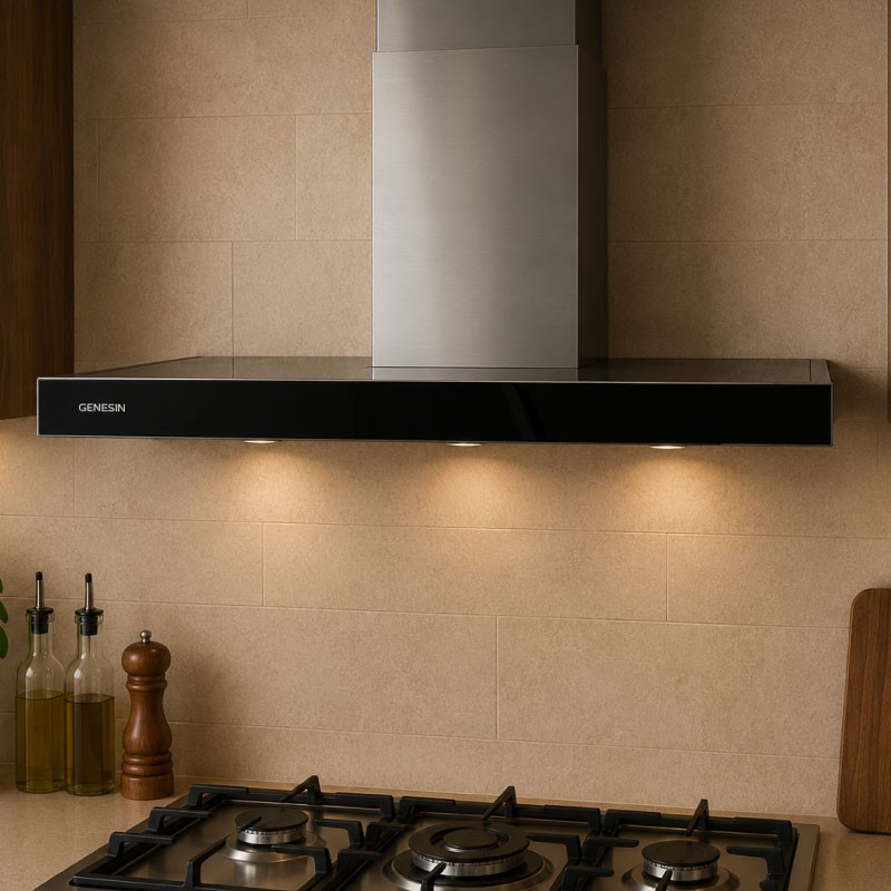 شفاط مطبخ هرمي جينيسن LOTUS INOX قياس 90 سم ستانلس ستيل