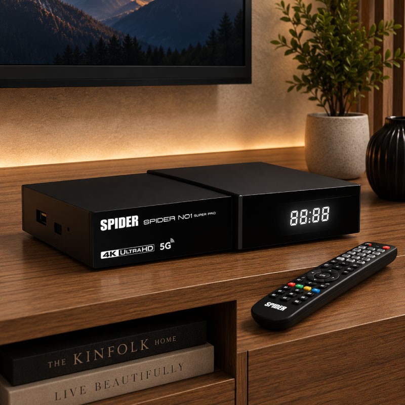 ريسيفر سبايدر NO1 SUPER PRO بدقة 4K ونظام أندرويد لون أسود