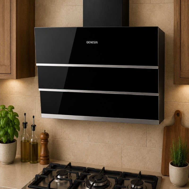شفاط مطبخ هرمي جينيسن TRIA BLACK قياس 90 سم لون أسود