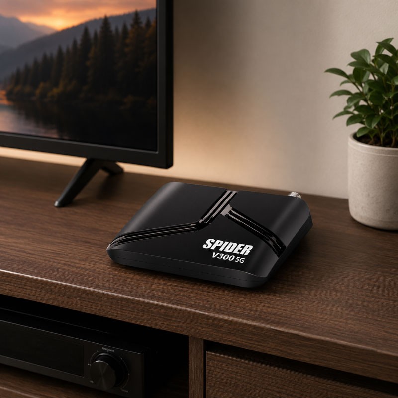 ريسيفر سبايدر V300 GOLD 5G بدقة 4K ونظام أندرويد لون أسود