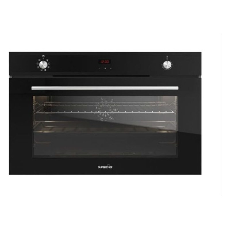 فرن سوبر شيف SPBO12-GGTFD-912BG مقاس 90 سم لون أسود