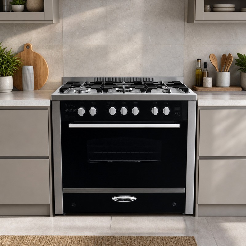 فرن غاز يونيون إير فانتوم CC511-C6090SS مقاس 90 سم مع 5 شعلات لون ستانلس ستيل
