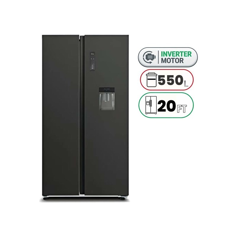 ثلاجة هايسنز RS3P725NBG لون زجاج أسود