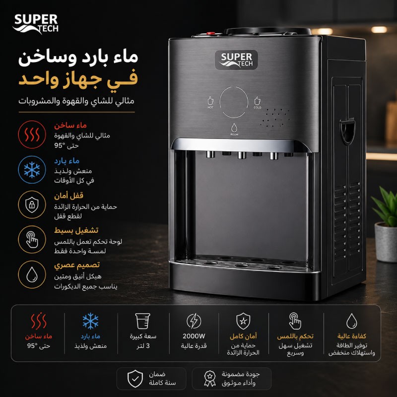 كولر سوبر تيك طاولة اسود RAX5-2-63TB